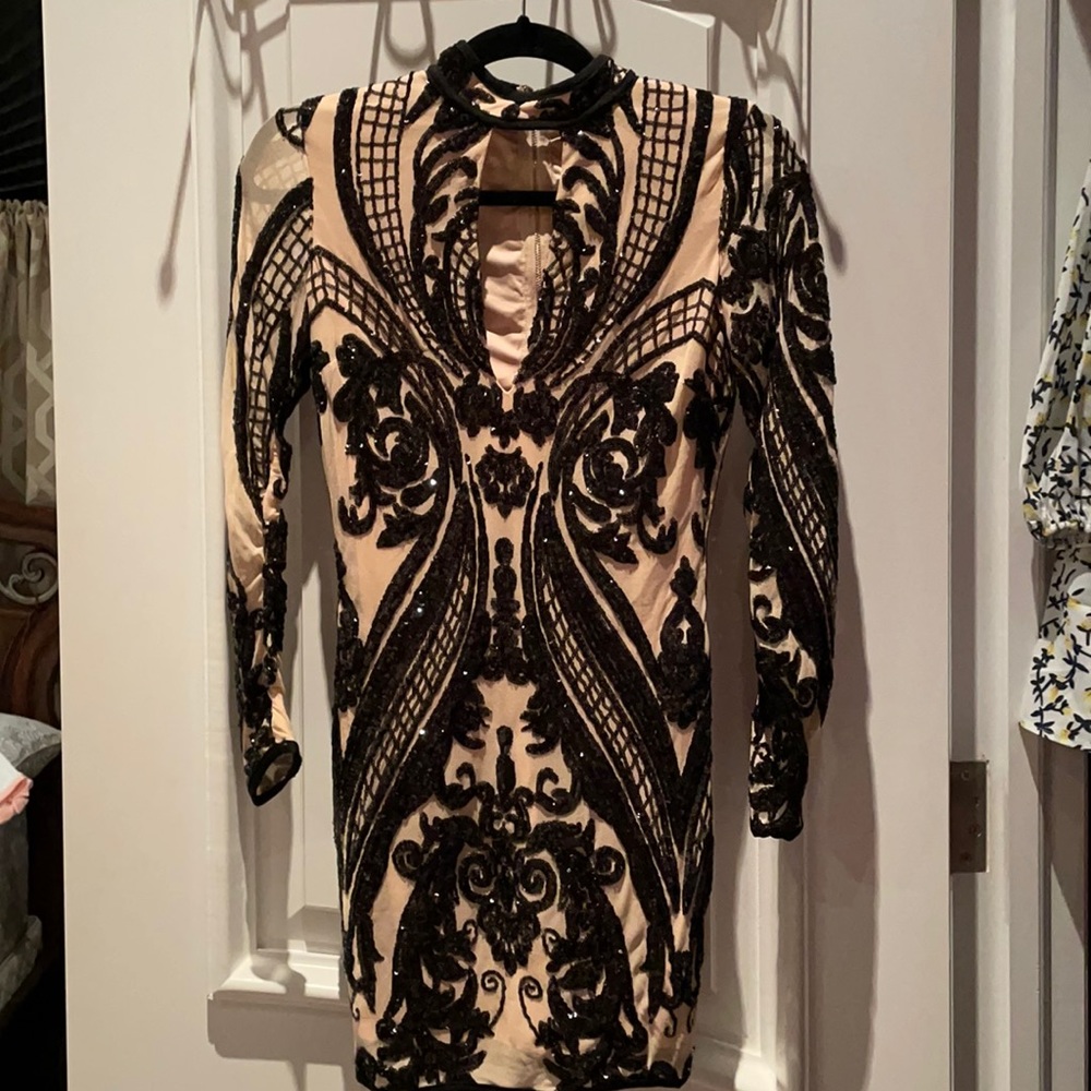 Black Holiday Sequins Fitted dress
